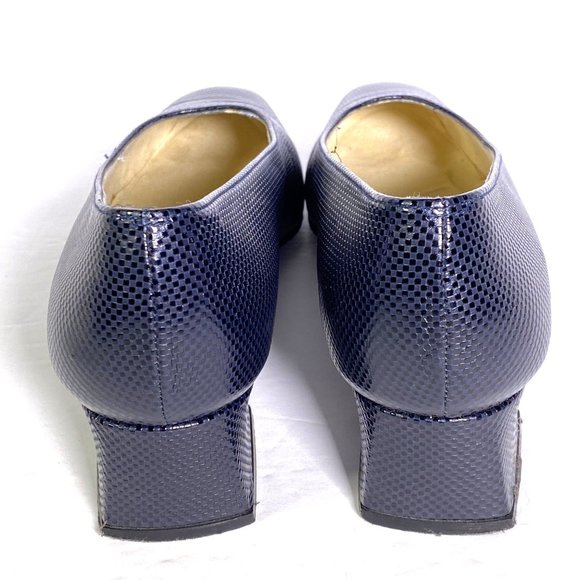 Stuart Weitzman Classic Navy Block Heel Pump Square Toe Vintage Women's 9 AA - Picture 7 of 16